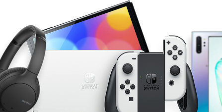 Photo de plusieurs casques audio, switch et téléphones