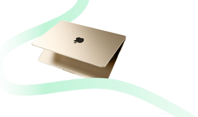 A MacBook with lines around it