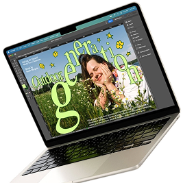 A MacBook opened with GIMP on the screen