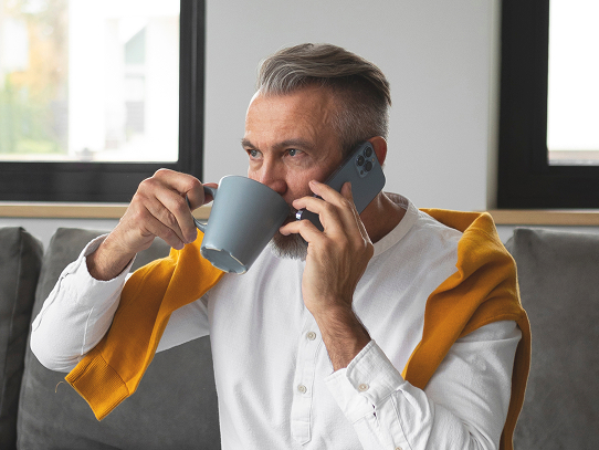 A business man drinking a coffee